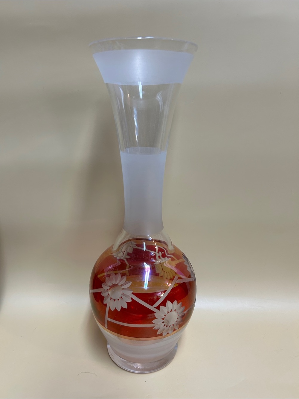 Bohemian antique ruby glass vase, late 19th century